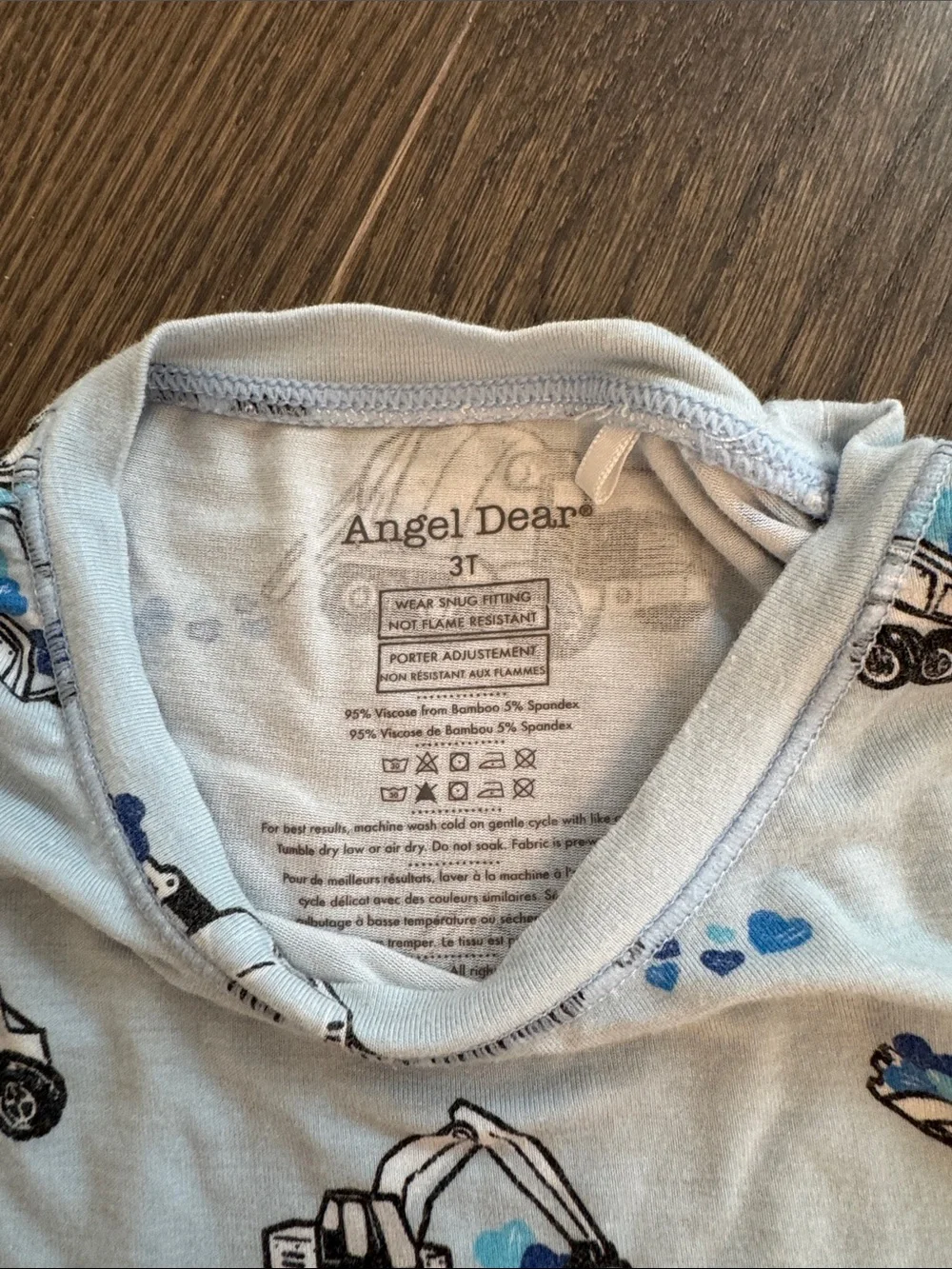 Angel Dear Light Blue Construction Truck Pajama Set with Blue Accents